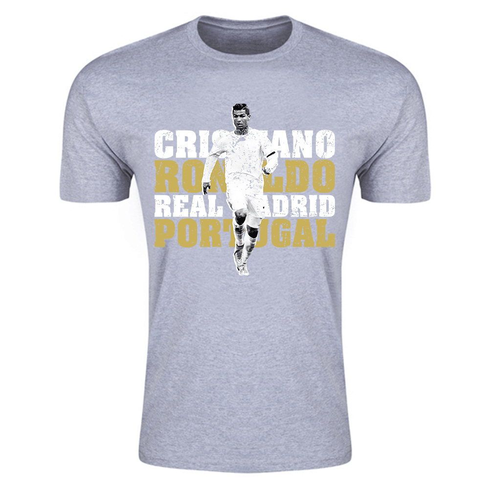 Cristiano Ronaldo Real Madrid T-Shirt (Grey) Polyester Made By: Gildan Men's Grey Medium