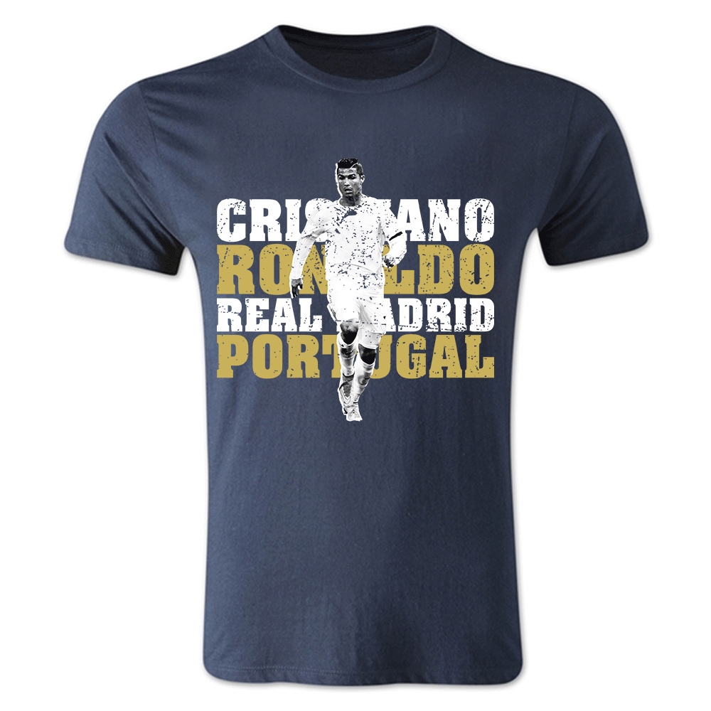 Cristiano Ronaldo Real Madrid T-Shirt (Navy) Polyester Made By: Gildan Men's Navy Small