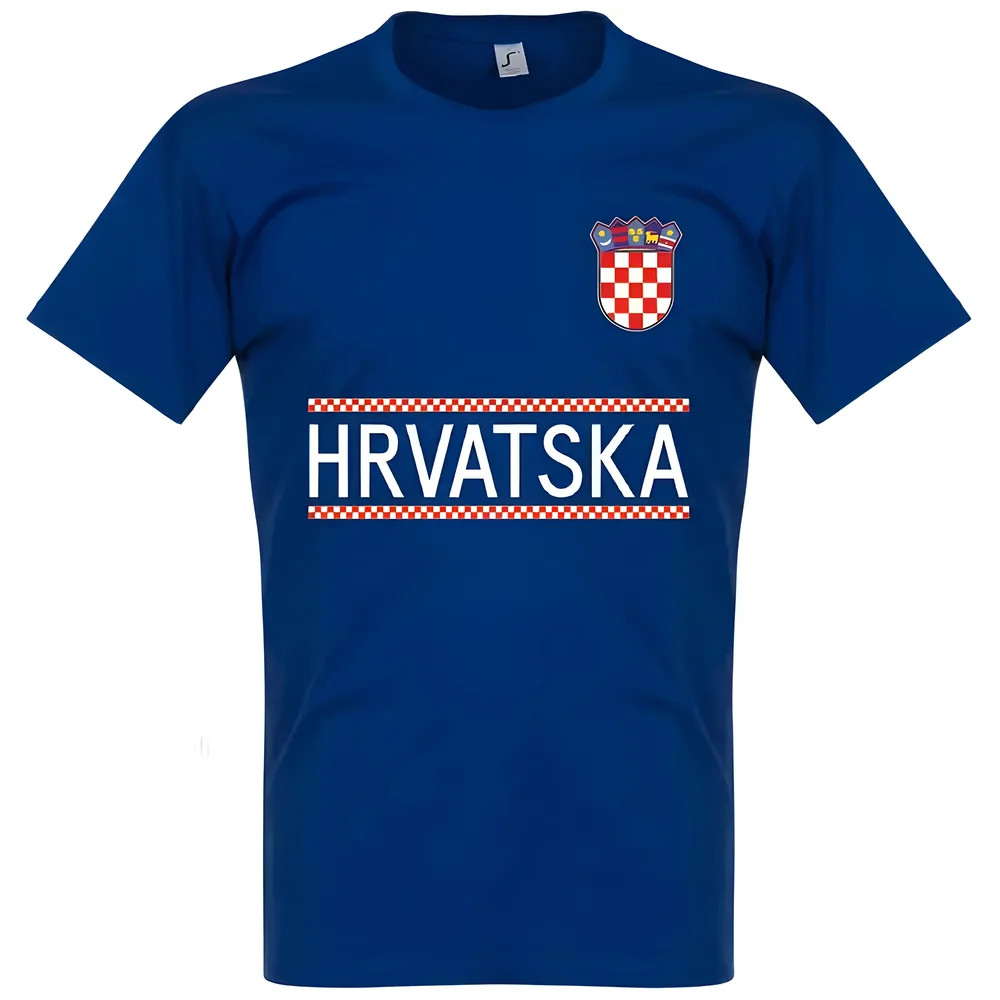 Croatia Team T-Shirt - Polyester Made By: Soccer Tees Men's Blue Xxl