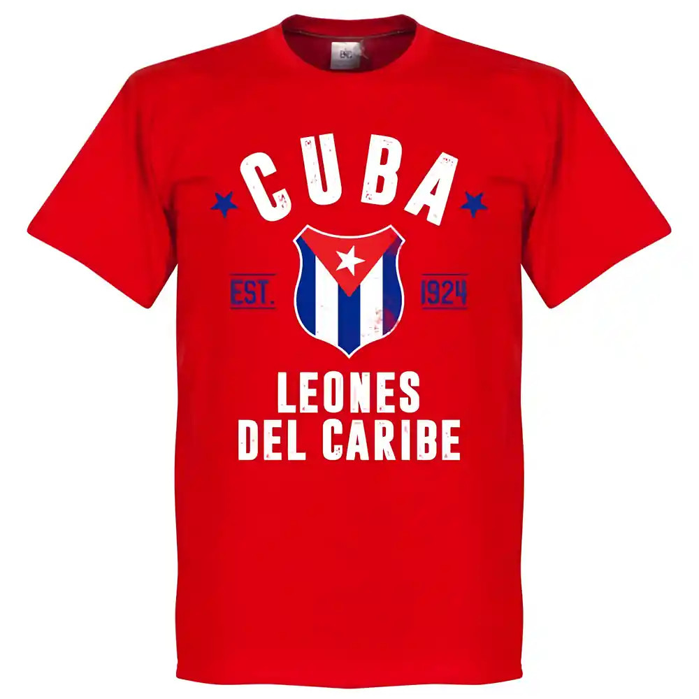 Cuba Established T-Shirt - Polyester Made By: Soccer Tees Men's Red Extra Small