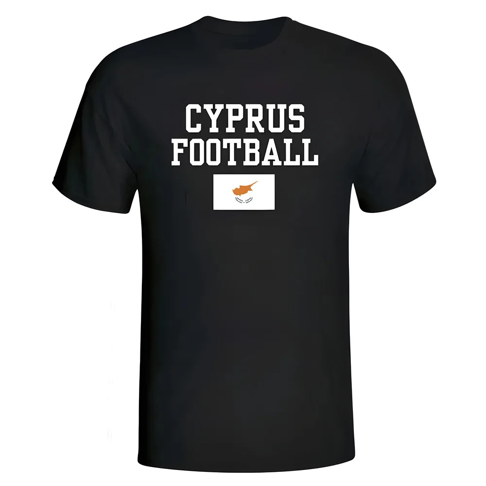 Cyprus Football T-Shirt - Polyester Made By: Soccer Tees Men's Black Xxl