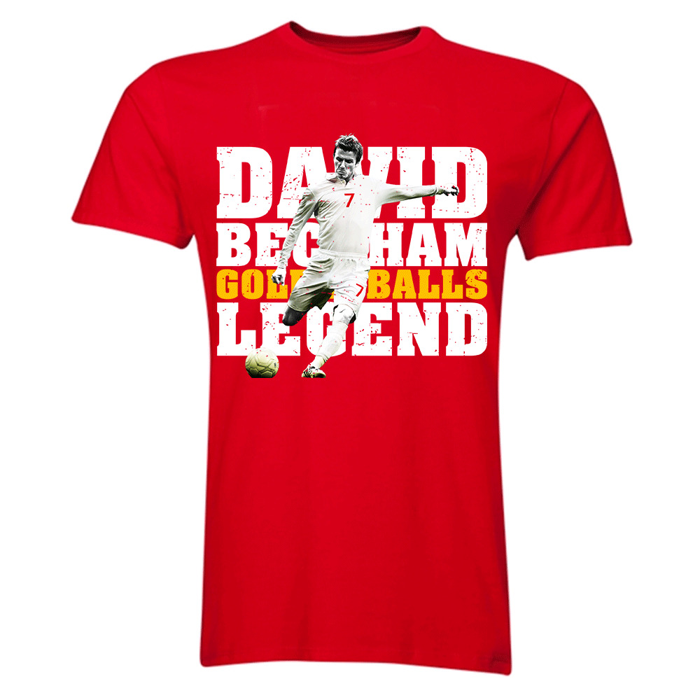 David Beckham England Legend T-Shirt (Red) Polyester Made By: Gildan Men's Red Extra Large