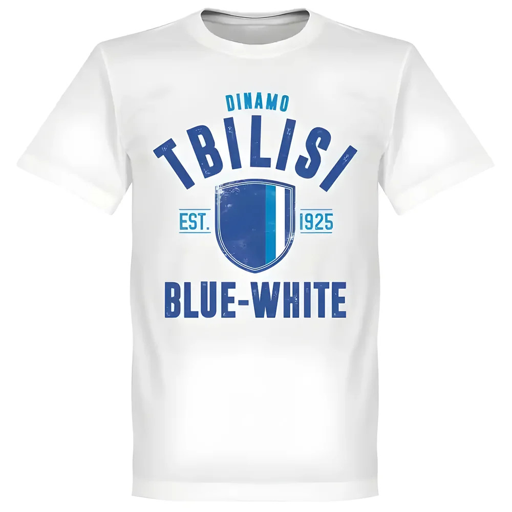 DINAMO TBLISI 公式シャツ ホワイト/ブルー Dinamo Tbilisi Established T-Shirt - White [TSHIRT-White-190464
