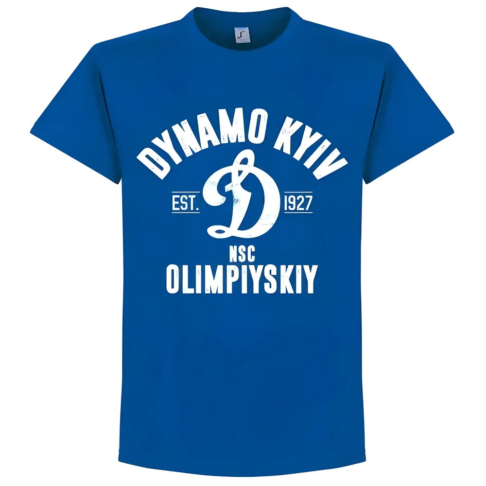 Dynamo Kyiv Established T-Shirt - Royal Polyester Dynamo Kiev Made By: Soccer Tees Men's Blue Medium