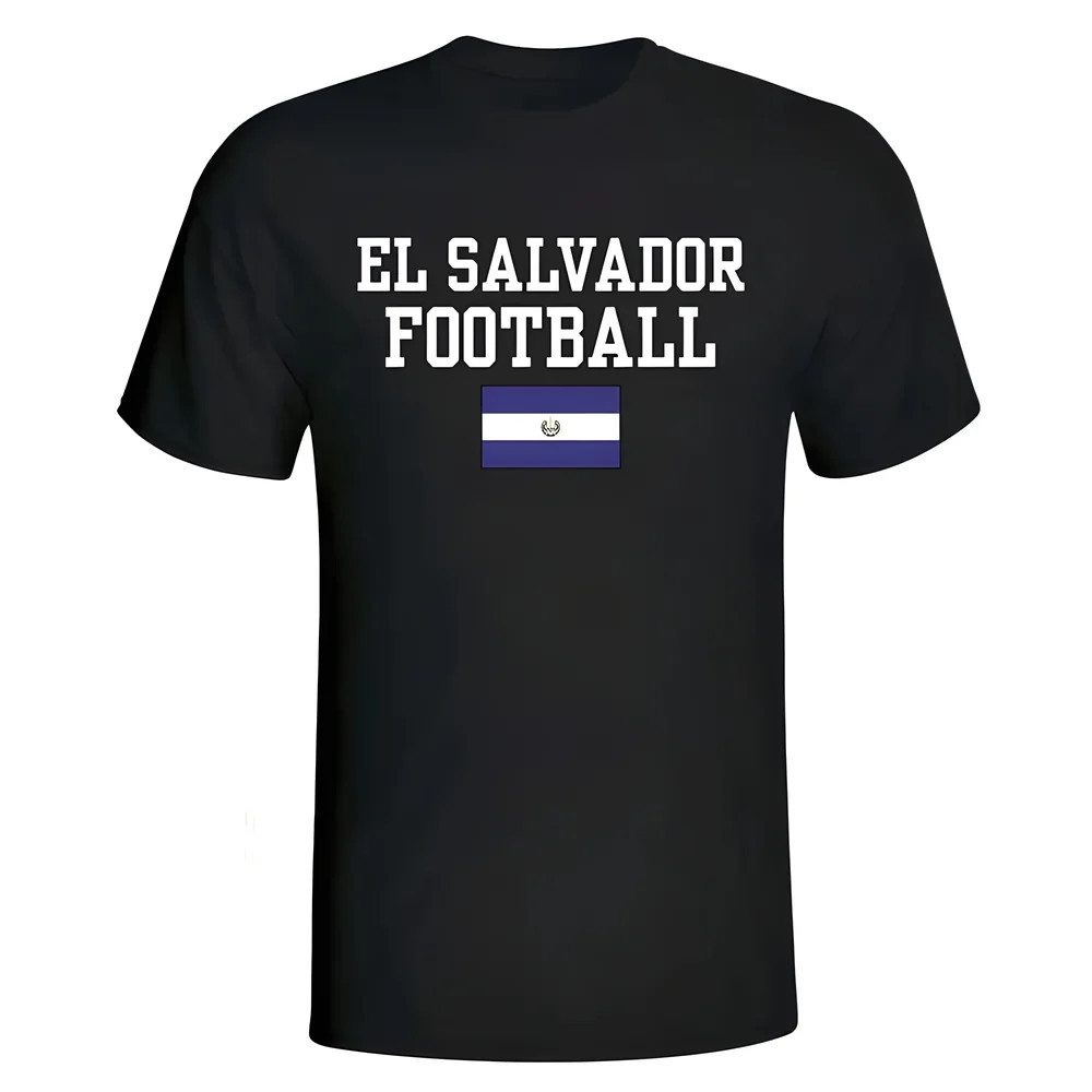 El Salvador Football T-Shirt - Polyester Azerbaijan Made By: Soccer Tees Men's Black Large