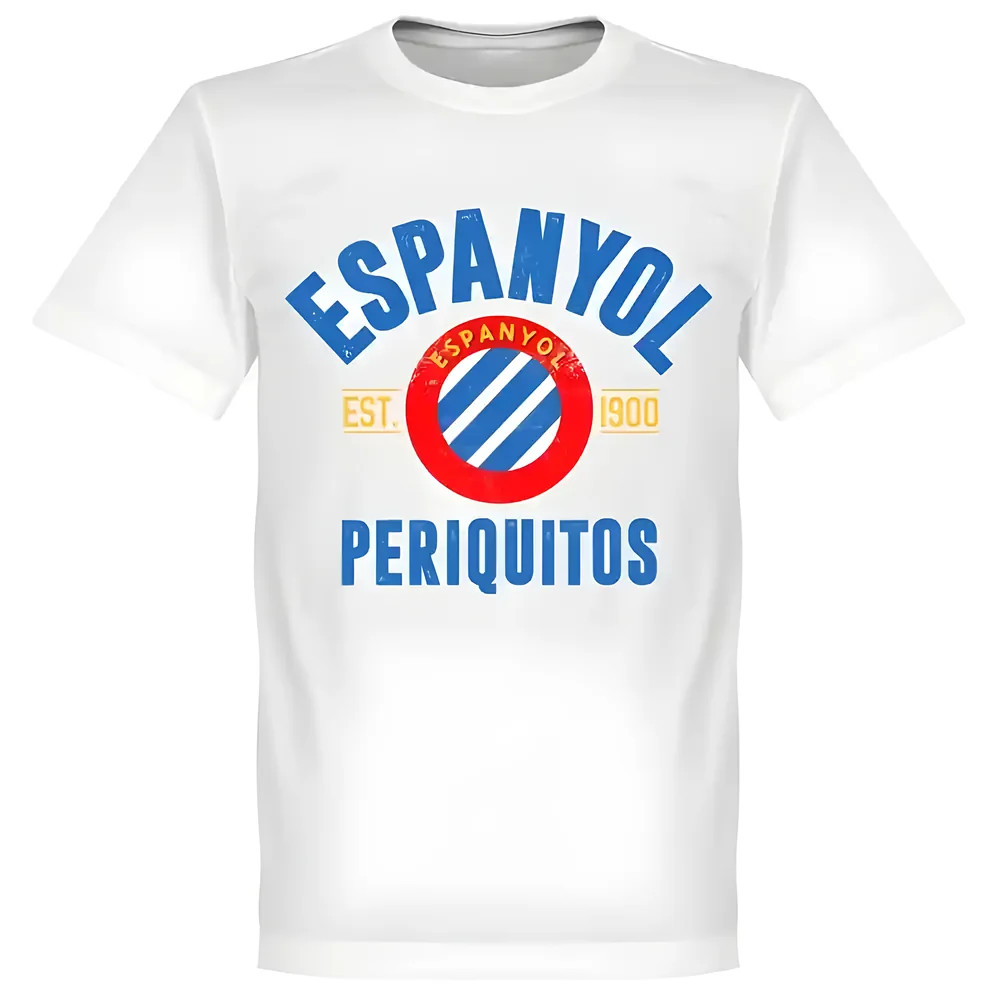 Espanyol Established T-Shirt - Polyester Deportivo La Coruna Made By: Soccer Tees Men's White Extra Large