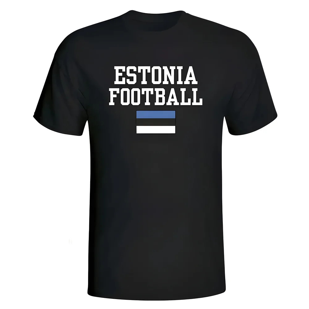 Estonia Football T-Shirt - Polyester Luca Toni Made By: Soccer Tees Men's Black Medium