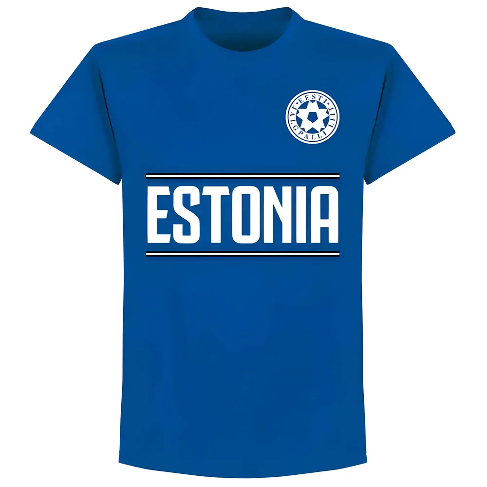 Estonia Team T-Shirt - Royal Polyester Luca Toni Made By: Soccer Tees Men's Blue Medium