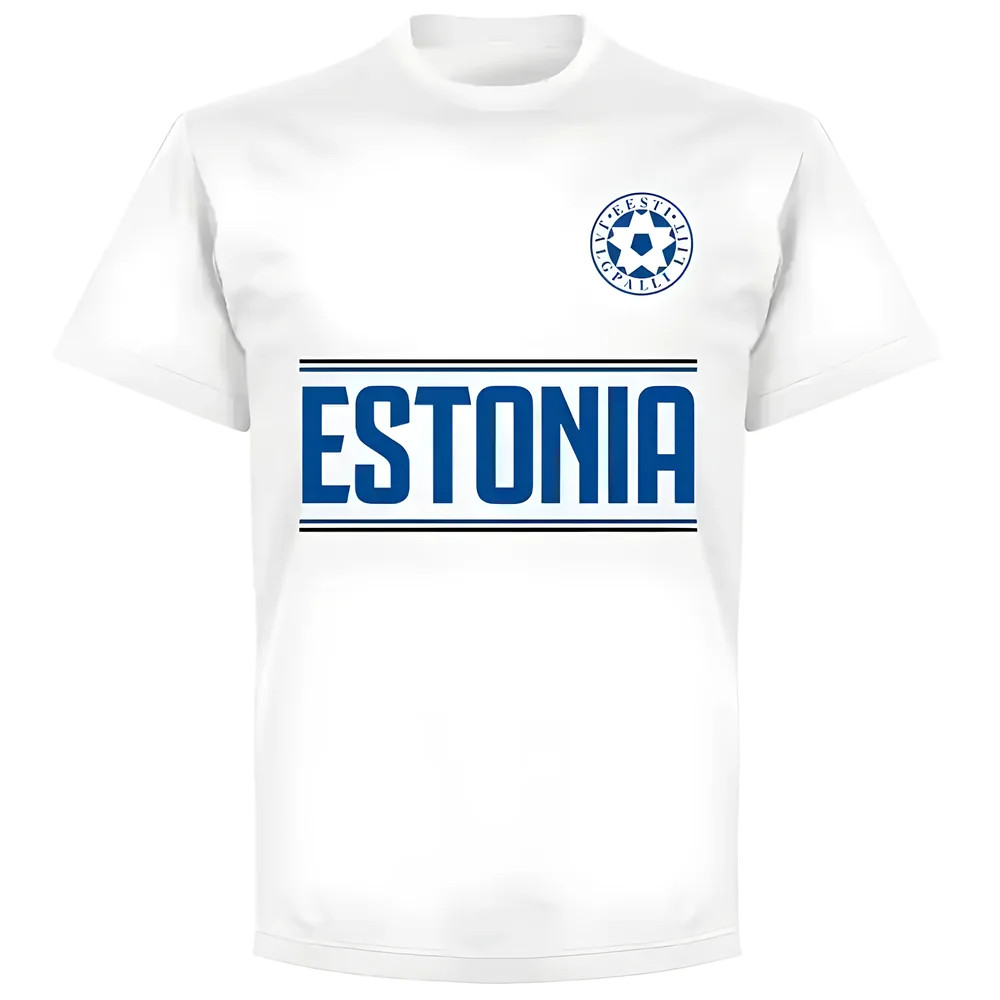 Estonia Team T-Shirt - Polyester Luca Toni Made By: Soccer Tees Men's White 5XL