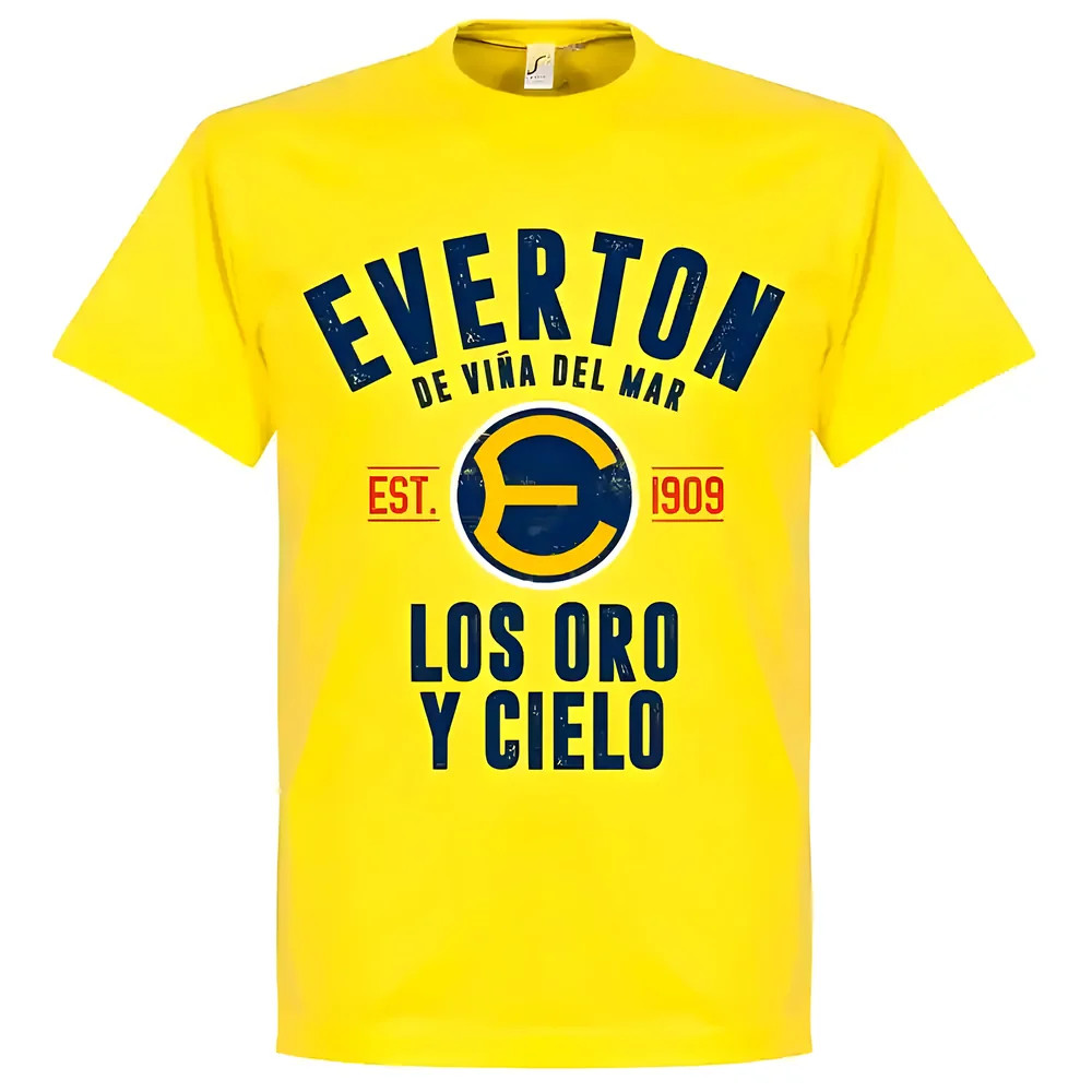 Everton De Chile Established T-Shirt - Lemon Polyester Made By: Soccer Tees Men's Yellow Xxl