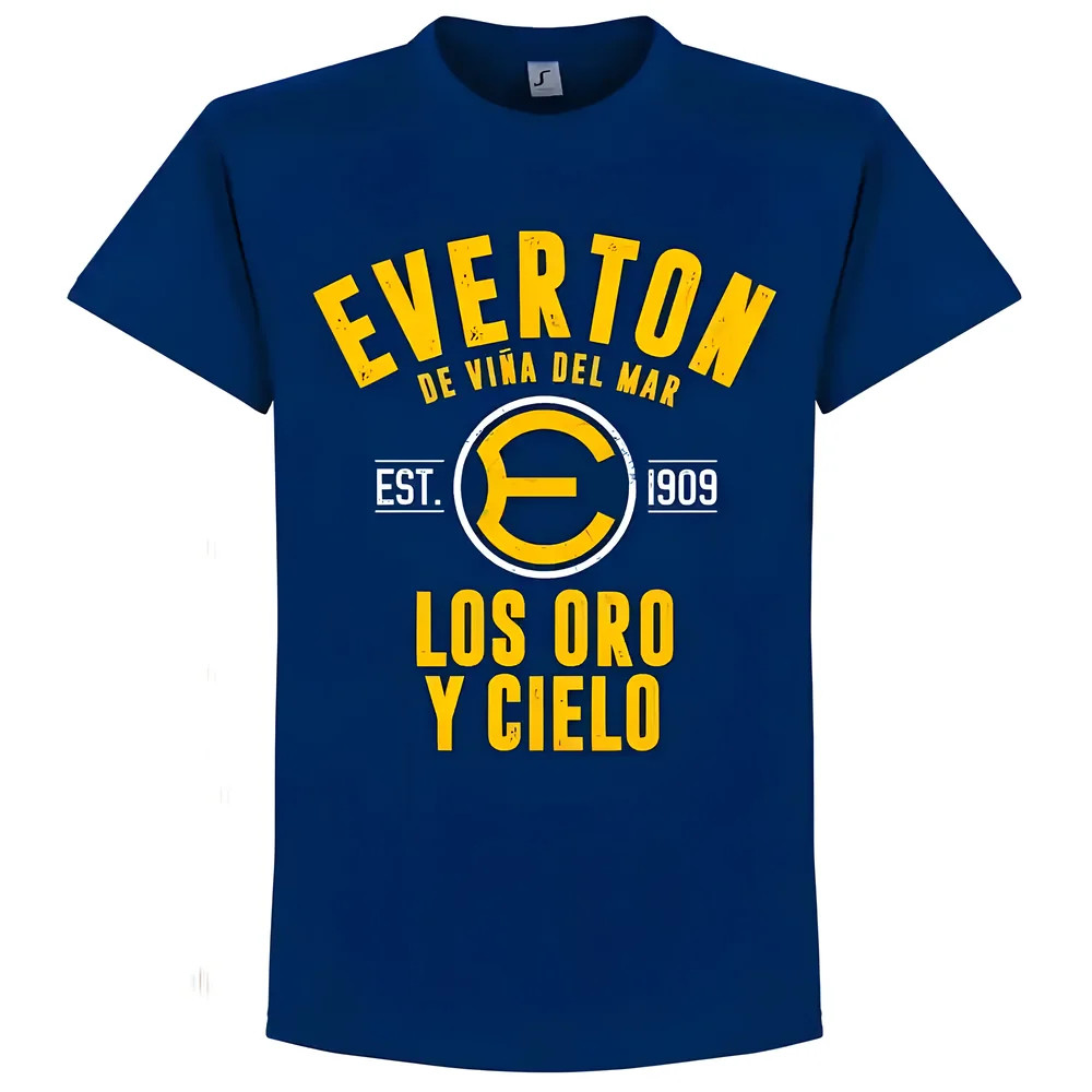 Everton De Chile Established T-Shirt - Polyester Made By: Soccer Tees Men's Navy 4XL