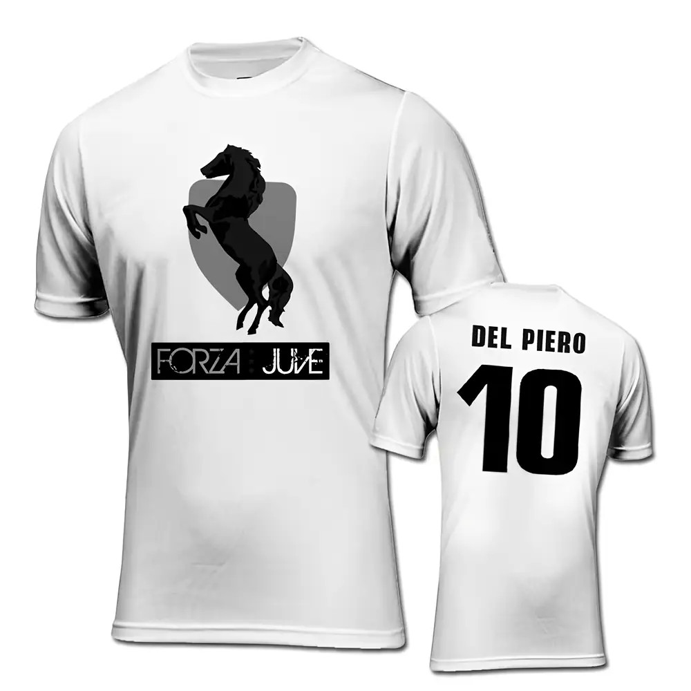 Forza Juventus T-Shirt (White) - Del Piero 10 Polyester Made By: Gildan Men's White Small