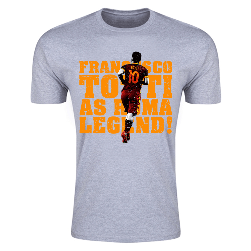 Francesco Totti Roma Legend T-Shirt (Grey) Polyester Made By: Gildan Men's Grey Xxl