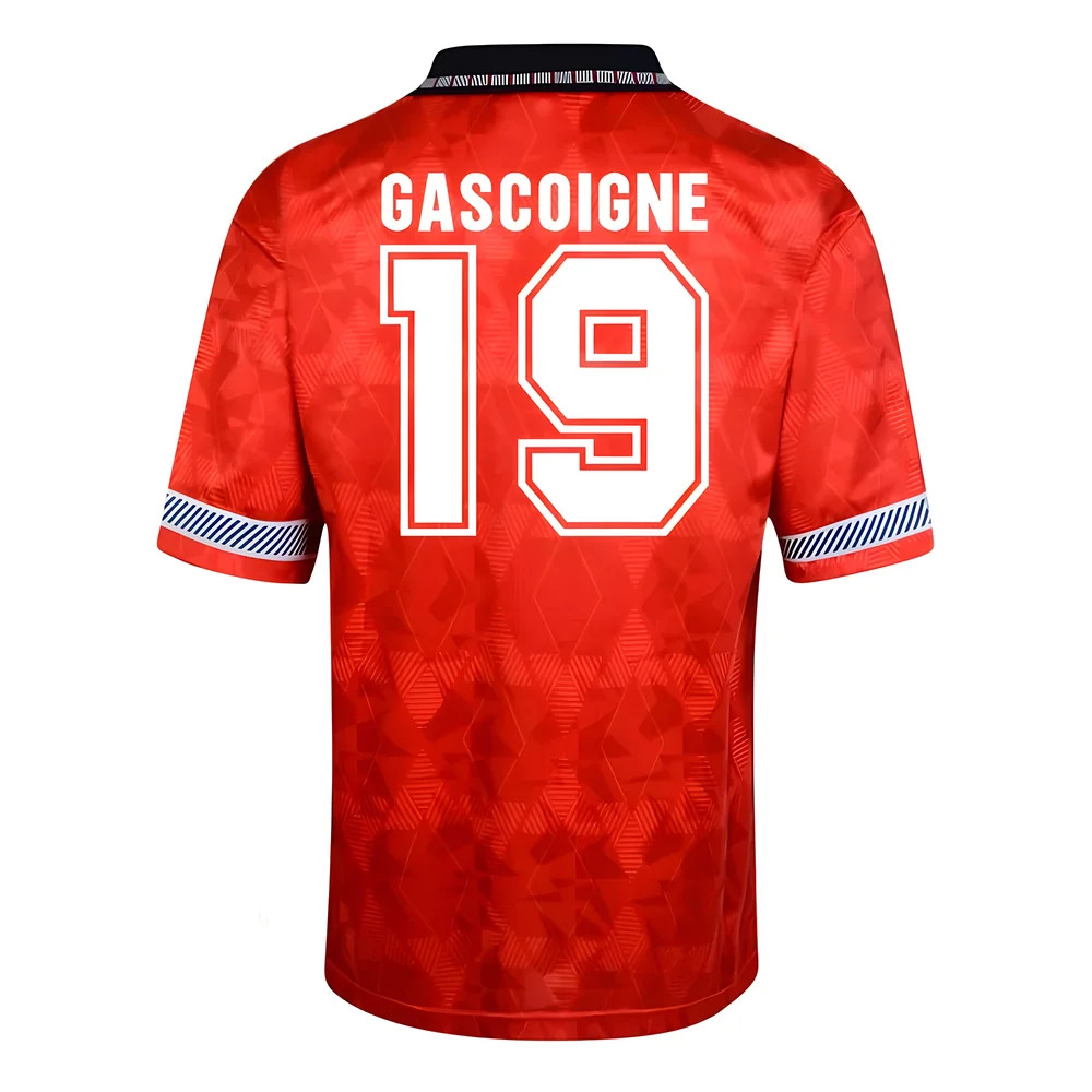 Score Draw England World Cup 1990 Away Shirt (Gascoigne 19) Polyester Men's Red Large
