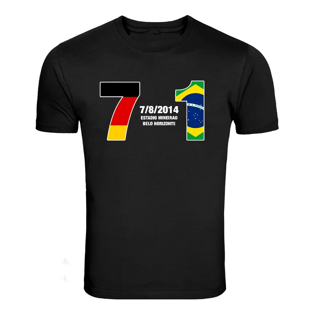 Germany 7 Brazil 1 T-Shirt (Black) Polyester Western Knights Made By: Gildan Men's Black Large