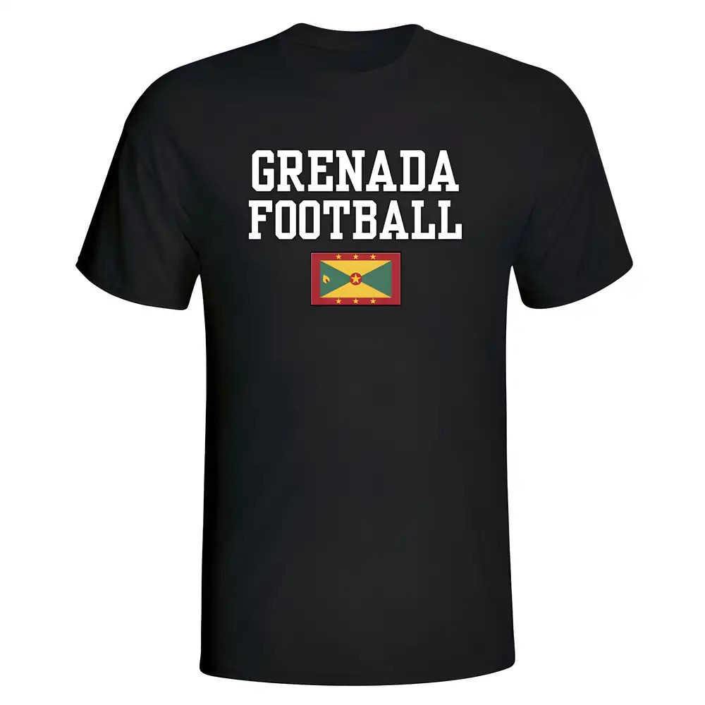 Grenada Football T-Shirt - Polyester Made By: Soccer Tees Men's Black Small