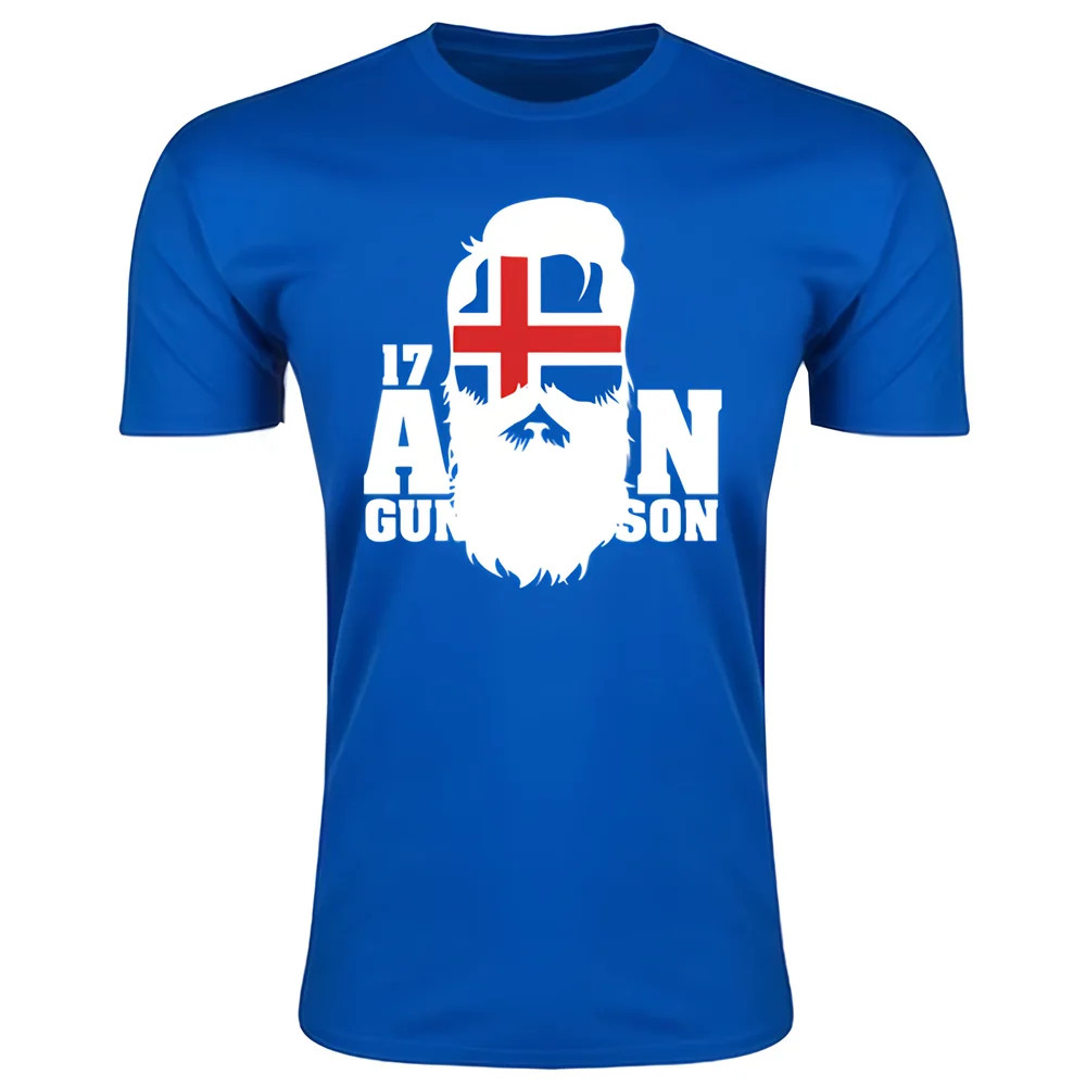 Iceland Aron Gunnarsson T-Shirt (Blue) Polyester Uksoccershop Men's Blue Small