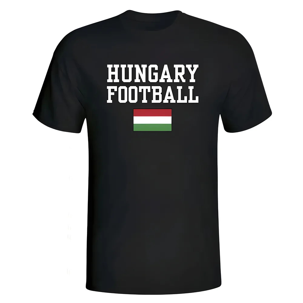 Hungary Football T-Shirt - Polyester Made By: Soccer Tees Men's Black Xxl