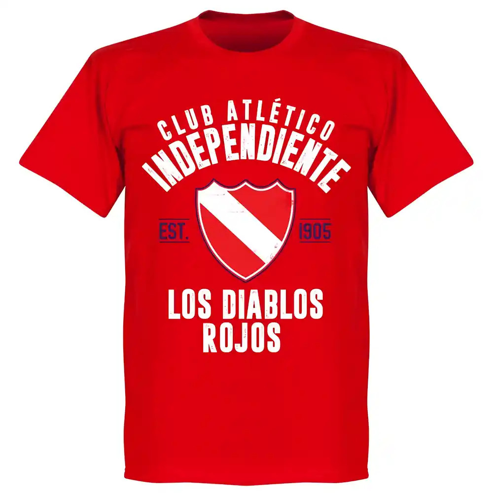 Independiente Established T-Shirt - Polyester Made By: Soccer Tees Men's Red Extra Large