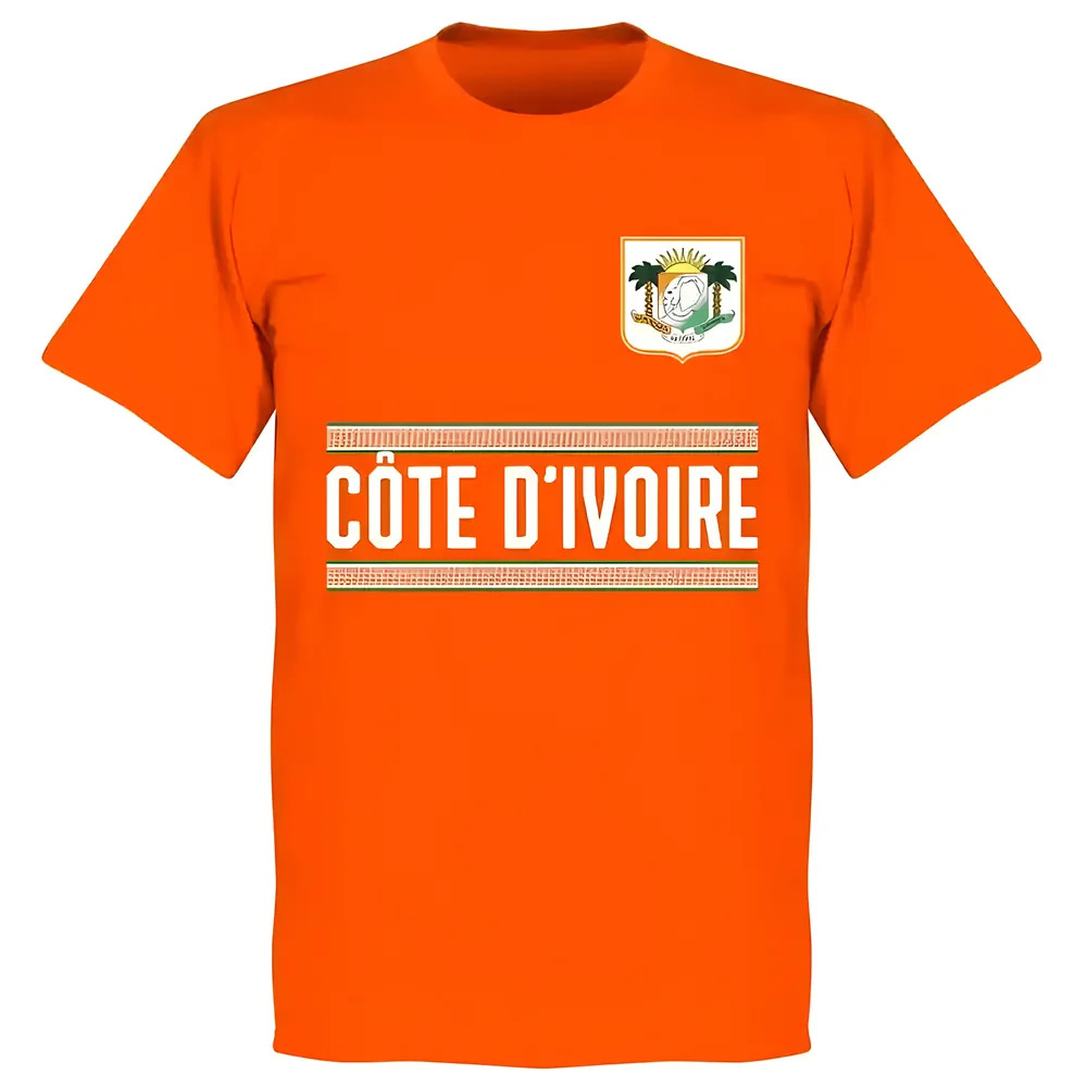 Ivory Coast Team T-Shirt - Polyester Made By: Soccer Tees Men's Orange Xxl