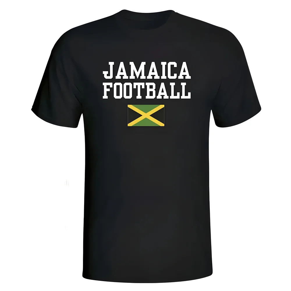 Jamaica Football T-Shirt - Polyester Made By: Soccer Tees Men's Black Small