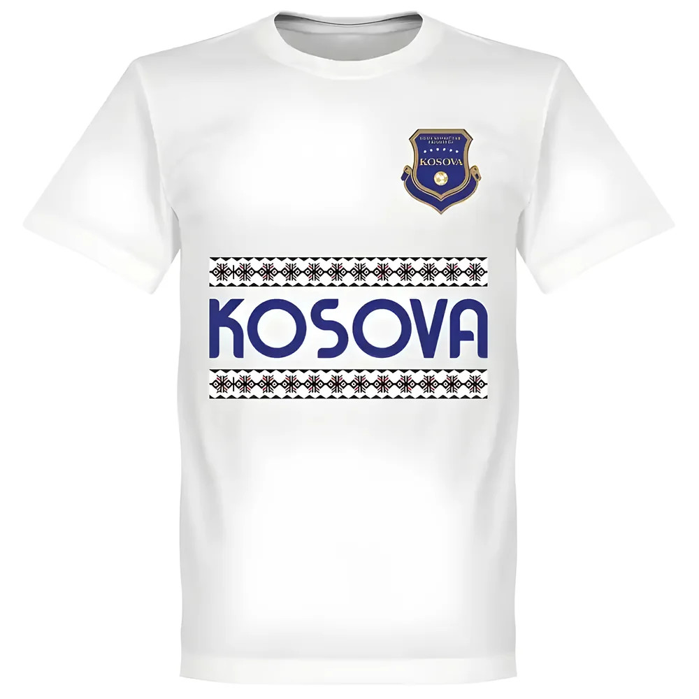 Kosovo Team T-Shirt - Polyester Made By: Soccer Tees Men's White Small