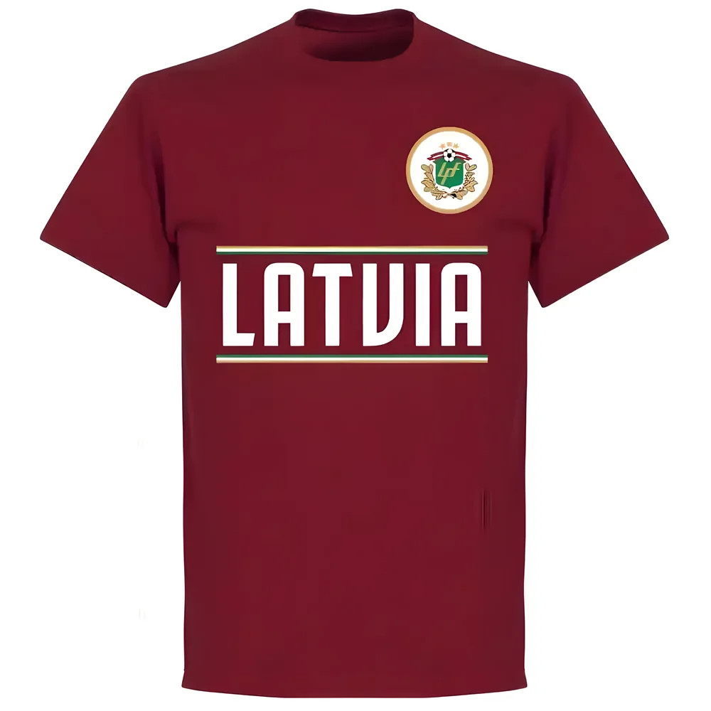 Latvia Team T-Shirt - Polyester Made By: Soccer Tees Men's Maroon Medium