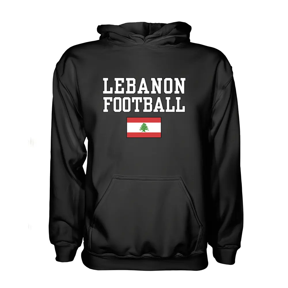 Lebanon Football Hoodie - Polyester Made By: Soccer Tees Men's Black Medium