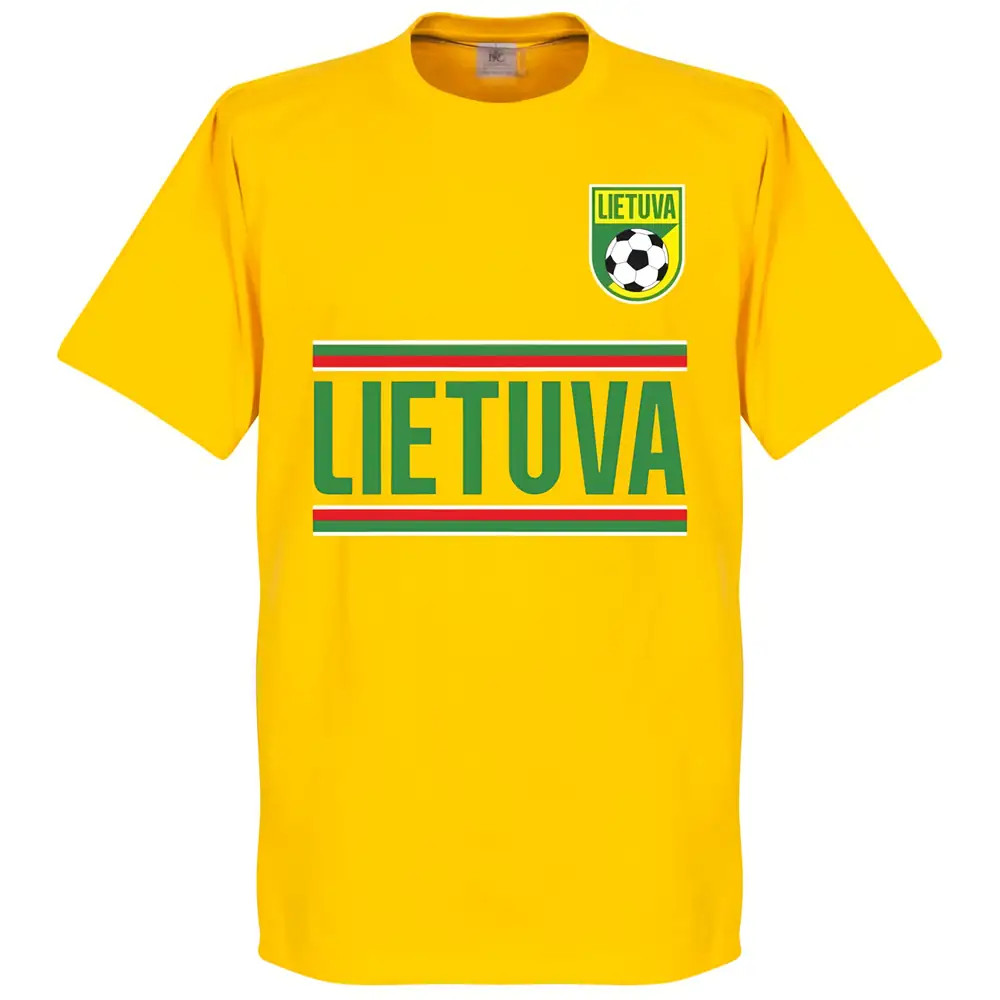 Lithuania Team T-Shirt - Polyester Made By: Soccer Tees Men's Yellow Medium