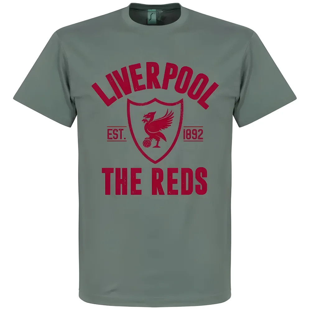 Liverpool Established T-Shirt - Zinc Polyester Made By: Soccer Tees Men's Grey Medium