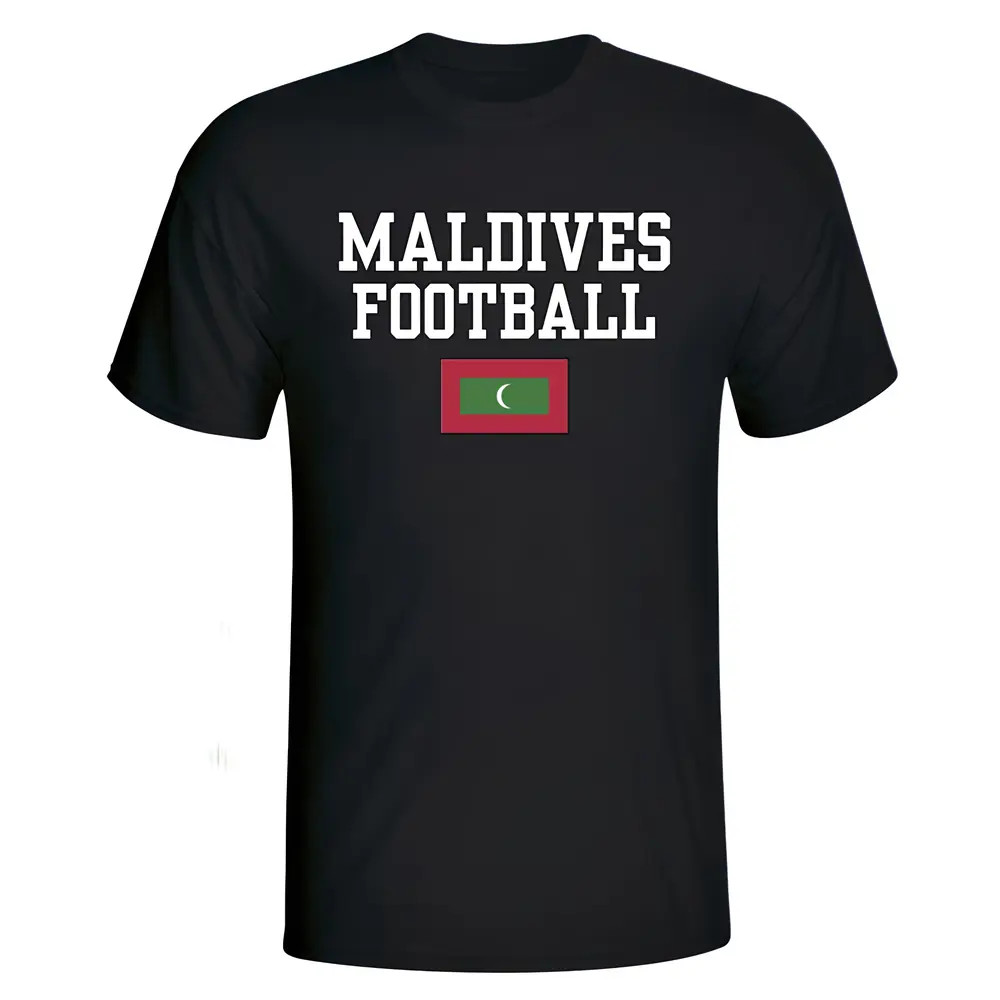 Maldives Football T-Shirt - Polyester Made By: Soccer Tees Men's Black 5XL