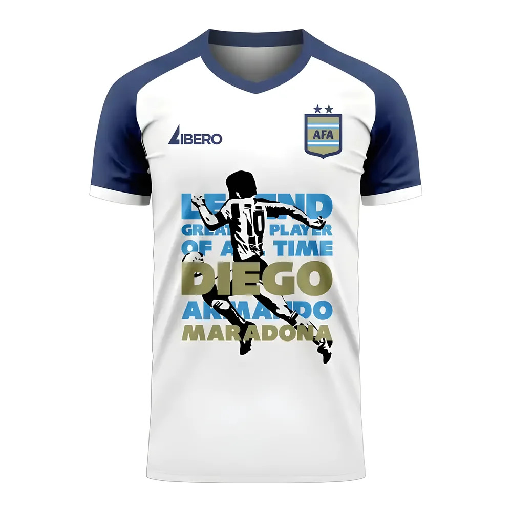 Diego Maradona Legend Of Our Time Tee (White) Polyester Argentina Made By: Libero Sportswear Men's White 5XL