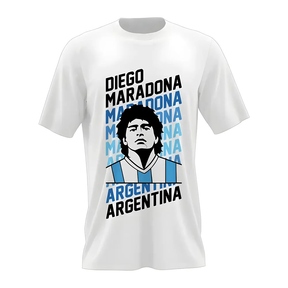 Diego Maradona Tribute Tee (White) Polyester Argentina Made By: Soccer Tees Men's White 3XL