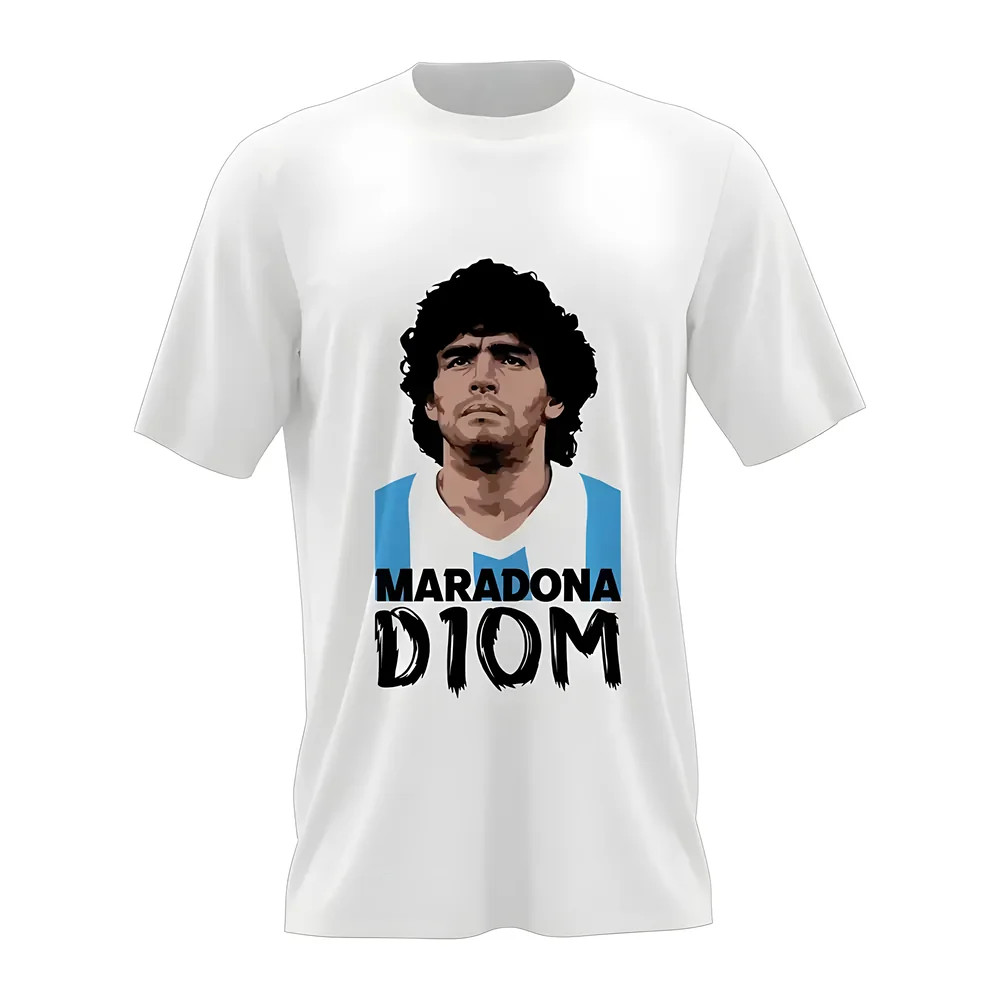 Diego Maradona D10m T-Shirt (White) Polyester Argentina Made By: Soccer Tees Men's White Small