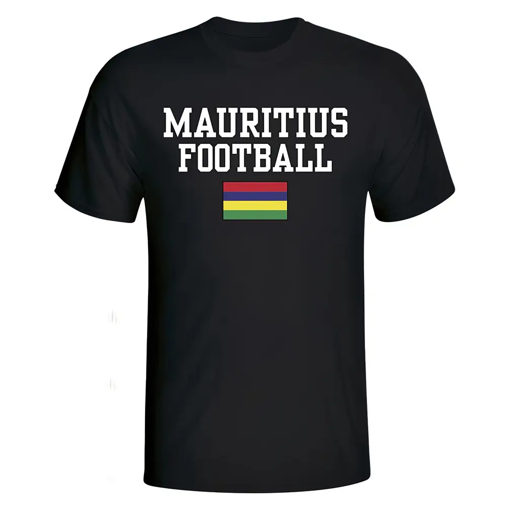 Mauritius Football T-Shirt - Polyester Made By: Soccer Tees Men's Black Large