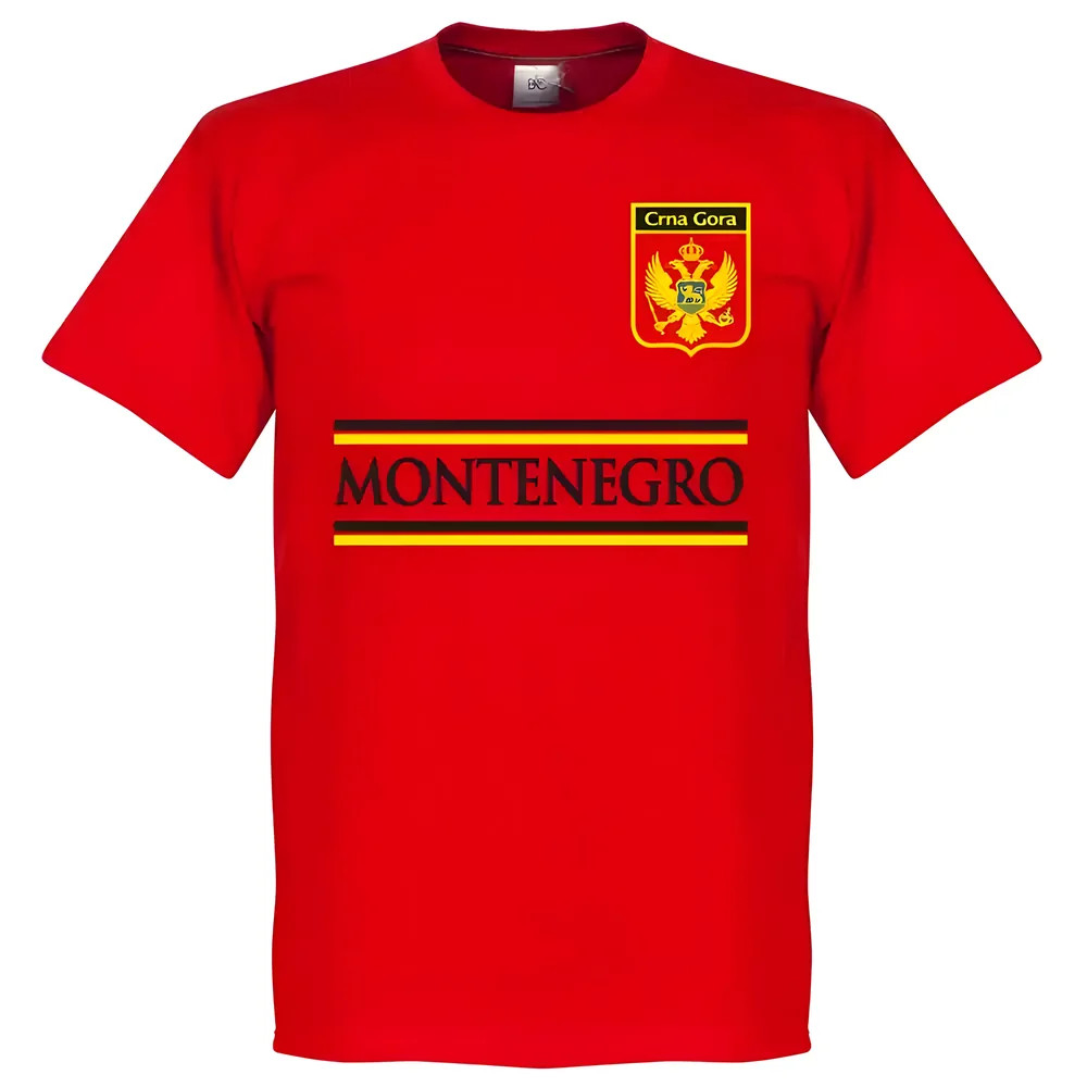 Montenegro Team T-Shirt - Polyester Made By: Soccer Tees Men's Red Large