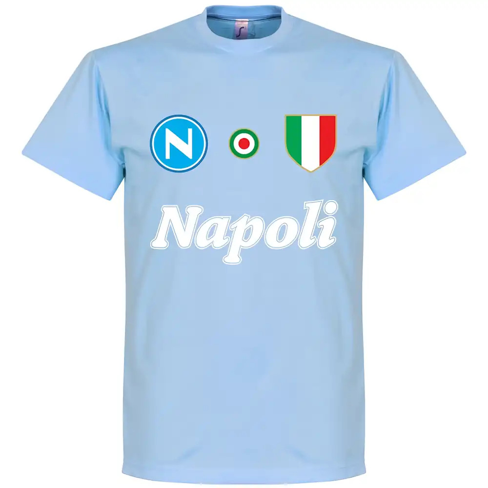 Napoli Team Kids T-Shirt - Men's Polyester Made By: Soccer Tees Boys Sky Medium
