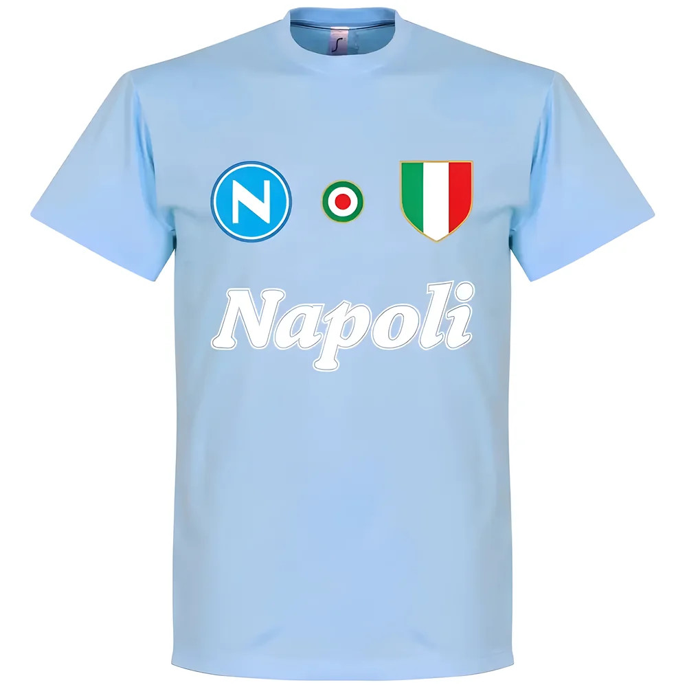 Napoli Team T-Shirt - Polyester Made By: Soccer Tees Men's Sky Medium