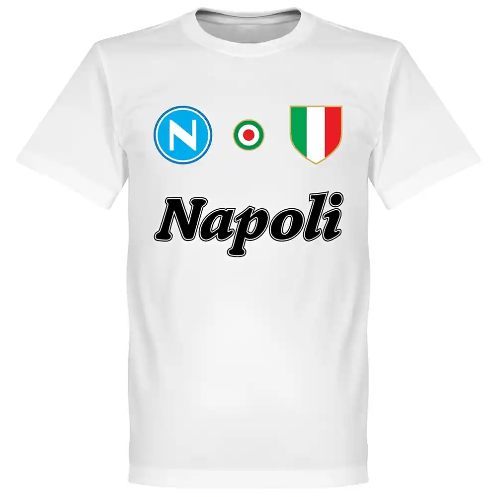 Napoli Team T-Shirt - Polyester Made By: Soccer Tees Men's White 5XL
