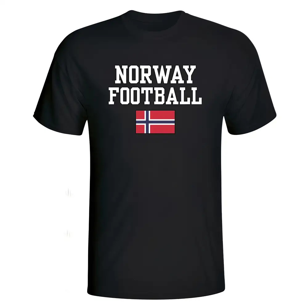 Norway Football T-Shirt - Polyester Made By: Soccer Tees Men's Black Xxl