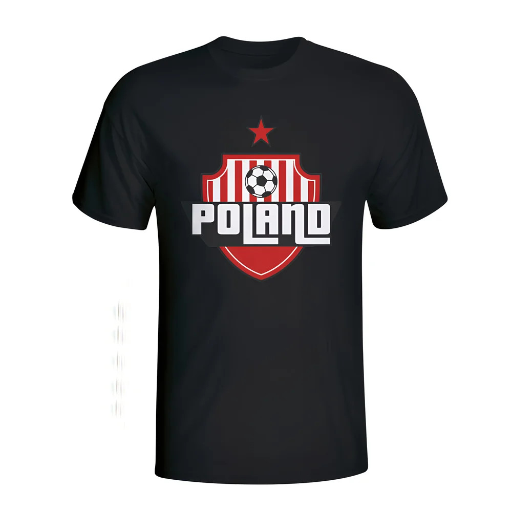 Poland Country Logo T-Shirt (Black) Polyester Made By: Gildan Men's Black Large