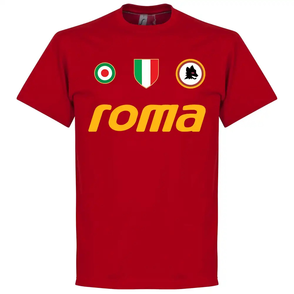 Roma Vintage Team T-Shirt - Tango Polyester Made By: Soccer Tees Men's Red Extra Large