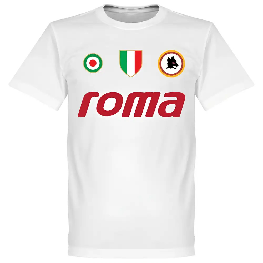 Roma Vintage Team T-Shirt - Polyester Made By: Soccer Tees Men's White Extra Large