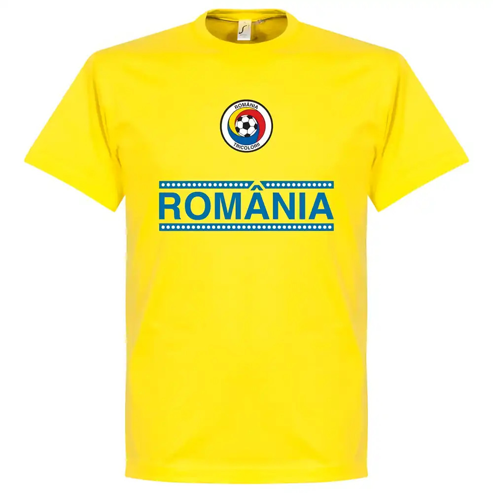 Romania Team T-Shirt - Polyester Made By: Soccer Tees Men's Yellow Large