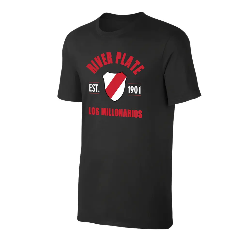 River Plate \'Est.1902\' T-Shirt - Polyester Made By: Soccer Tees Men's Black 5XL