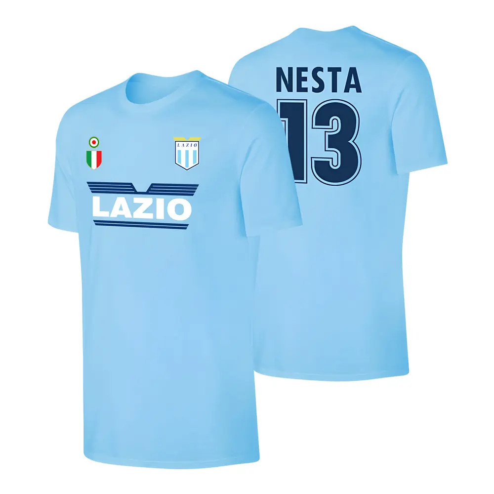 '99-'00 Lazio \'Vintage \' T-Shirt Nesta - Polyester Alessandro Nesta Made By: Soccer Tees Men's Light Blue 3XL
