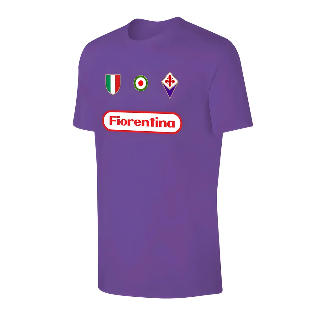 Fiorentina Retro T-Shirt - Polyester Made By: Soccer Tees Men's Purple 4XL