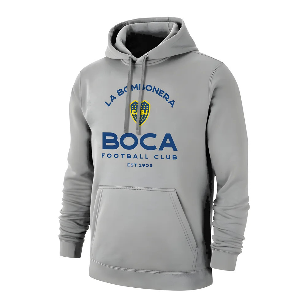 Boca Juniors \"Estadio\" Footer With Hood, - Polyester Made By: Soccer Tees Men's Grey Xxl