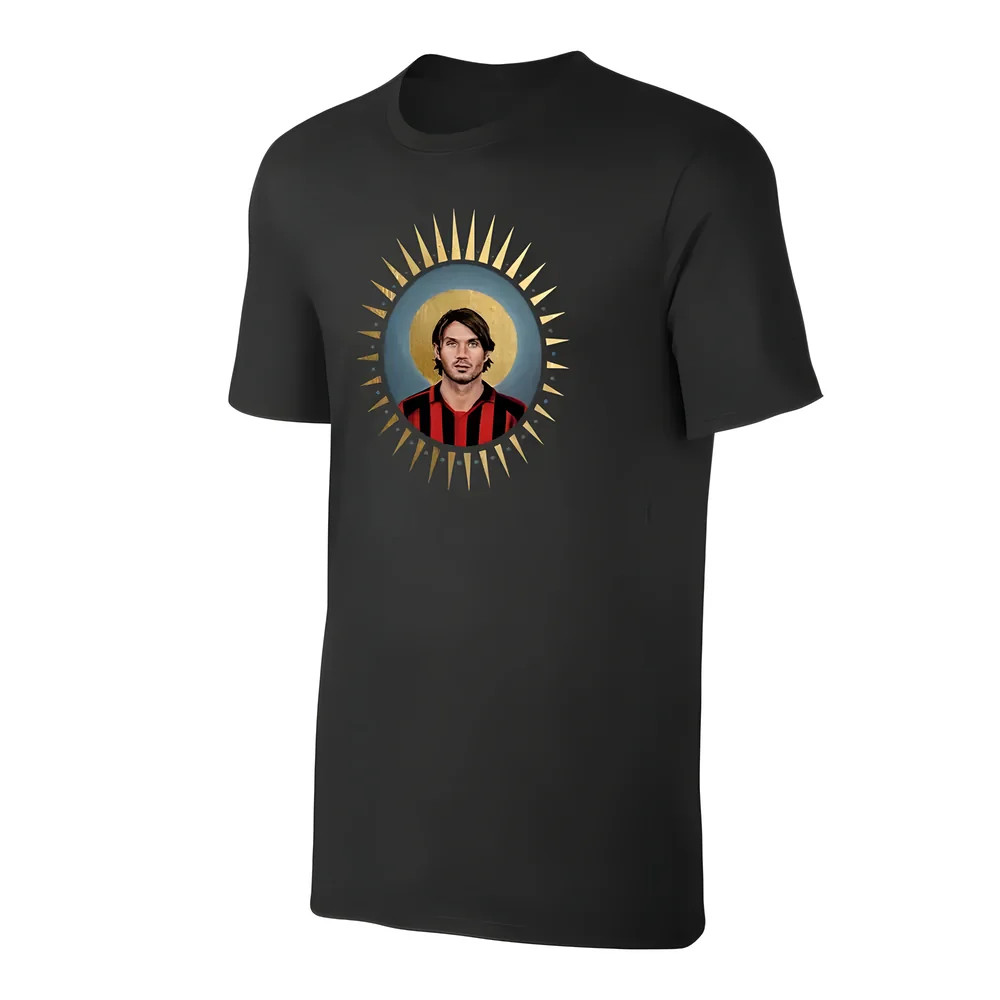Milan Holy Maldini T-Shirt - Polyester Ac Milan Made By: Soccer Tees Men's Black Xxl