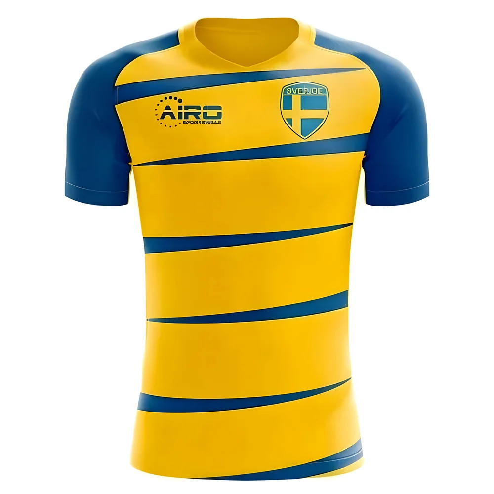 '25-'26 Sweden Home Concept Football Kit (Airo) Polyester Made By: Airo Sportswear Men's Yellow 4XL
